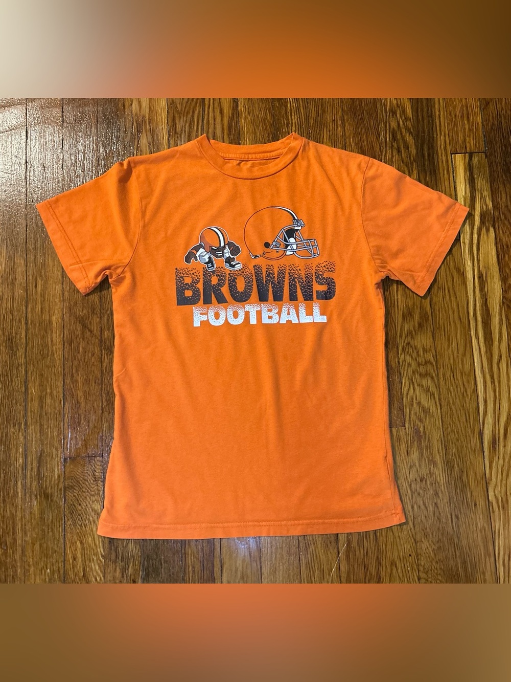 Cleveland Browns T-Shirt Boys L 10/12 Orange NFL Football Brownie Mascot Youth